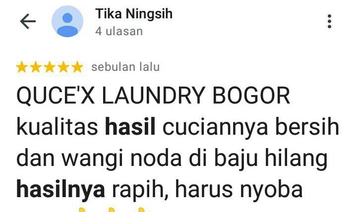 Review hasil layanan Qucex laundry 0858 9075 8688
